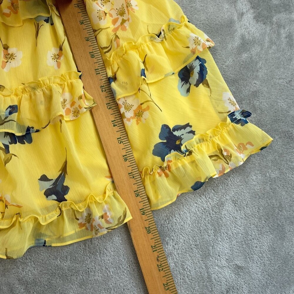 Lauren Ralph Lauren Womens Yellow Floral Tiered Ruffle Skirt Size 12 NWT 6131 - Picture 5 of 8